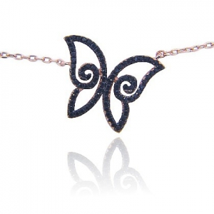 conjunto mariposa rosado con piedras negras
